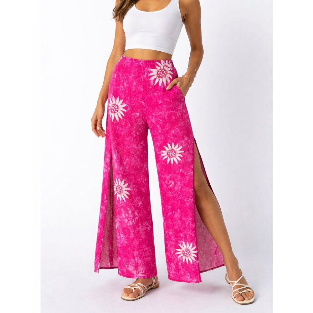 Isand Stuff Beach Wrap Floral Pink Pants Size Medium